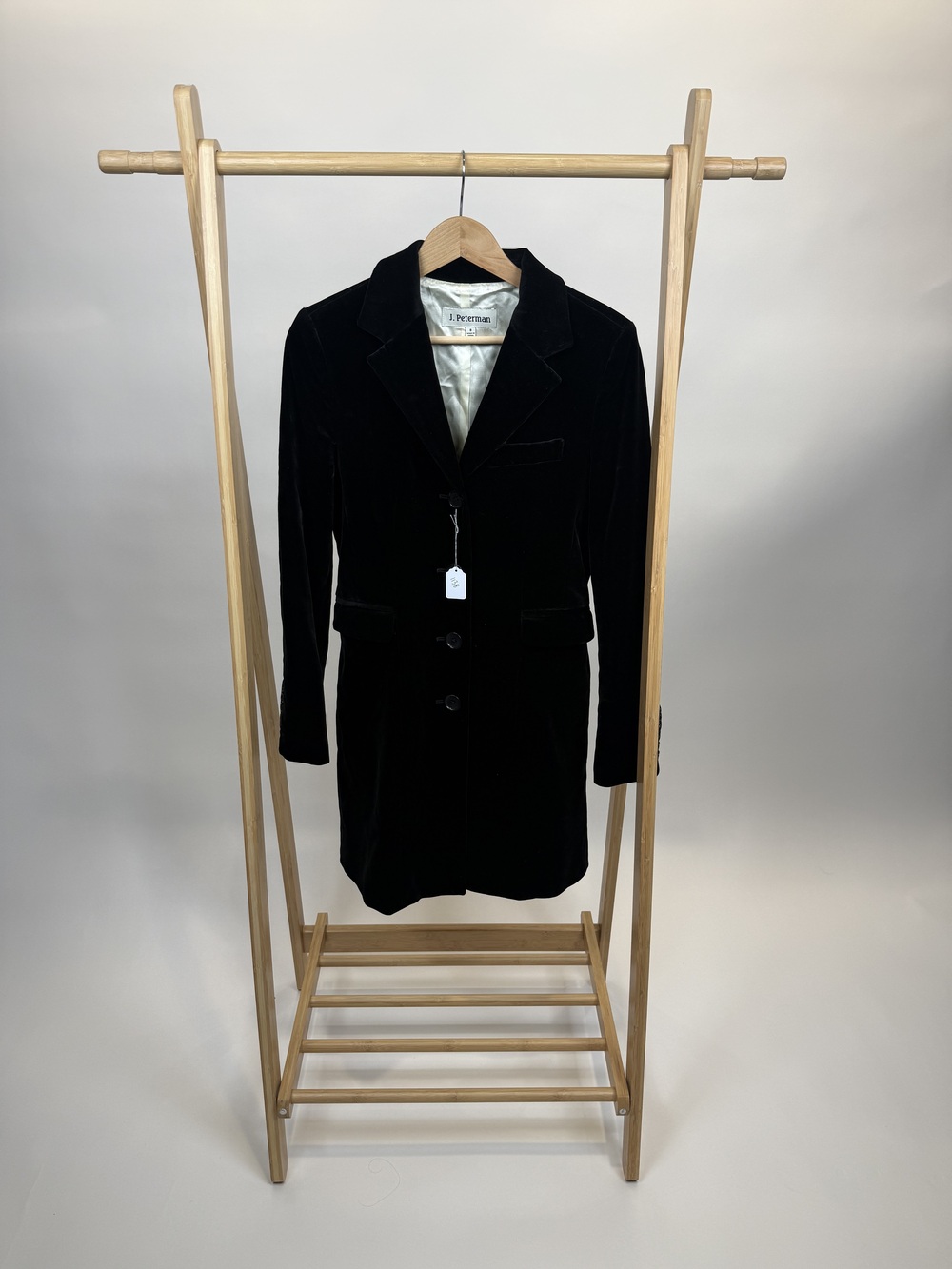PF-1138 J. Peterman Black Velvet Tailored Long Blazer